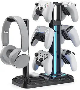 KDD RGB Multi-Controller Holder with 9 Light Modes - Rotatable Universal Headphone Hanger...