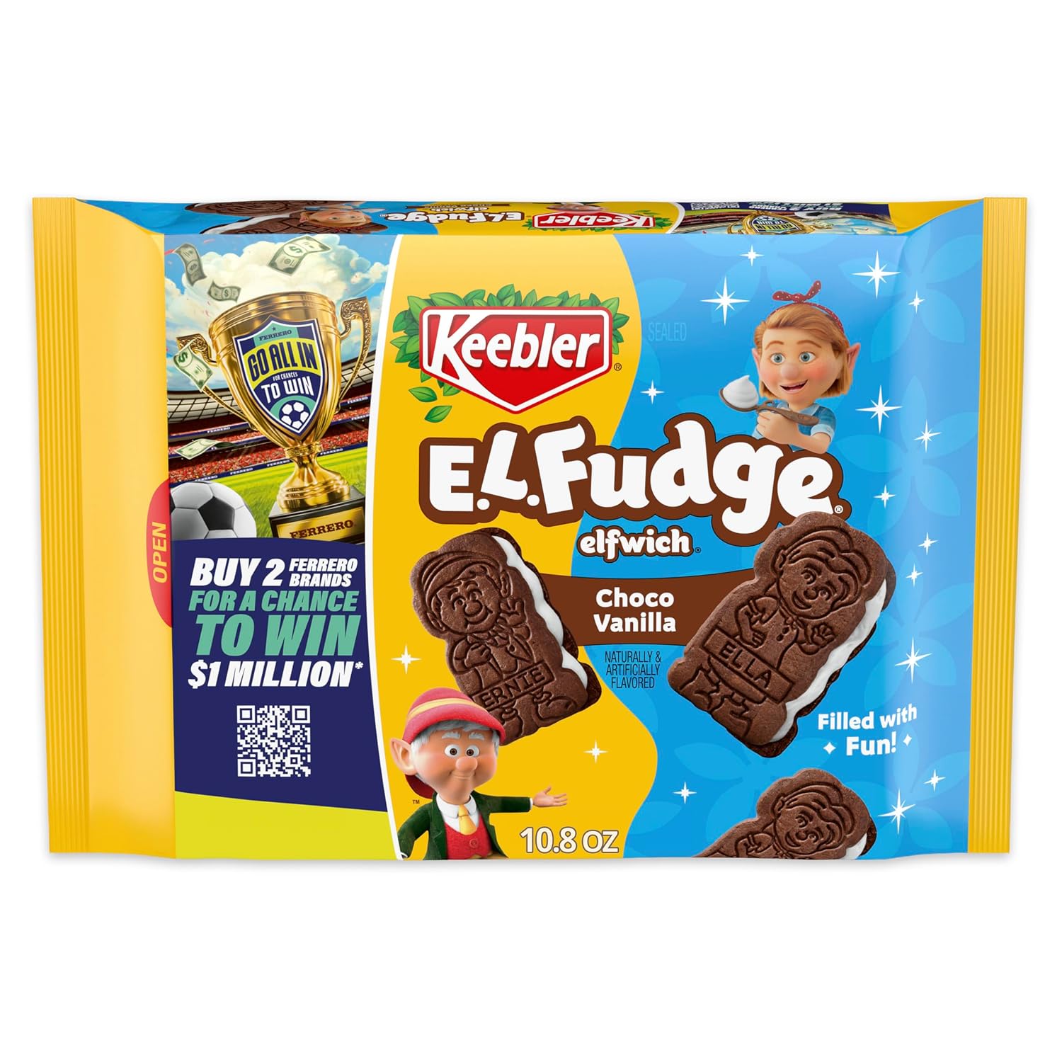 Keebler E.L. Fudge Elfwich Cookies, chocolate-y and vanilla flavor Sandwich Cookies, Fun...