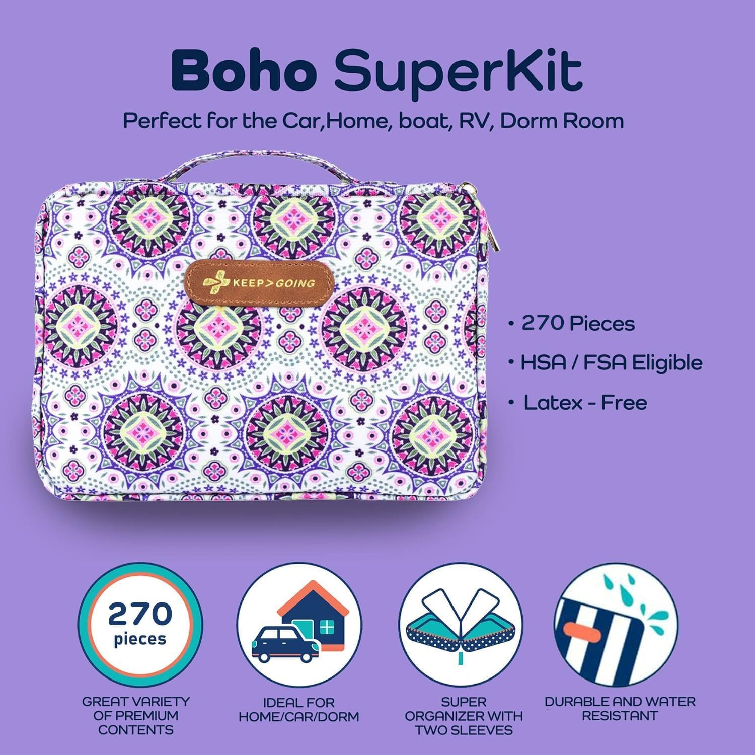 KeepGoing Large Home First Aid Kit for Kids – 270 Pc. for Car, Home, Dorm, & Boat with... image