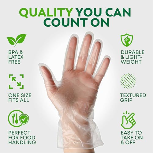 Keppi 600 Pack Disposable Food Prep Gloves – Clear Polyethylene, Latex- BPA & Powder-Free... image