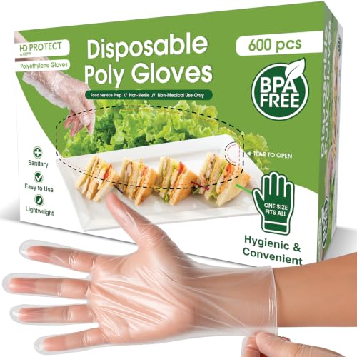 Keppi 600 Pack Disposable Food Prep Gloves – Clear Polyethylene, Latex- BPA & Powder-Free...
