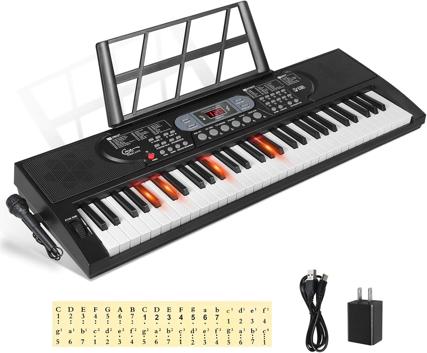 Keyboard Piano Lighted Keys for Beginner Adults Teens Kids, 61 Key Electronic Music Keyboard...