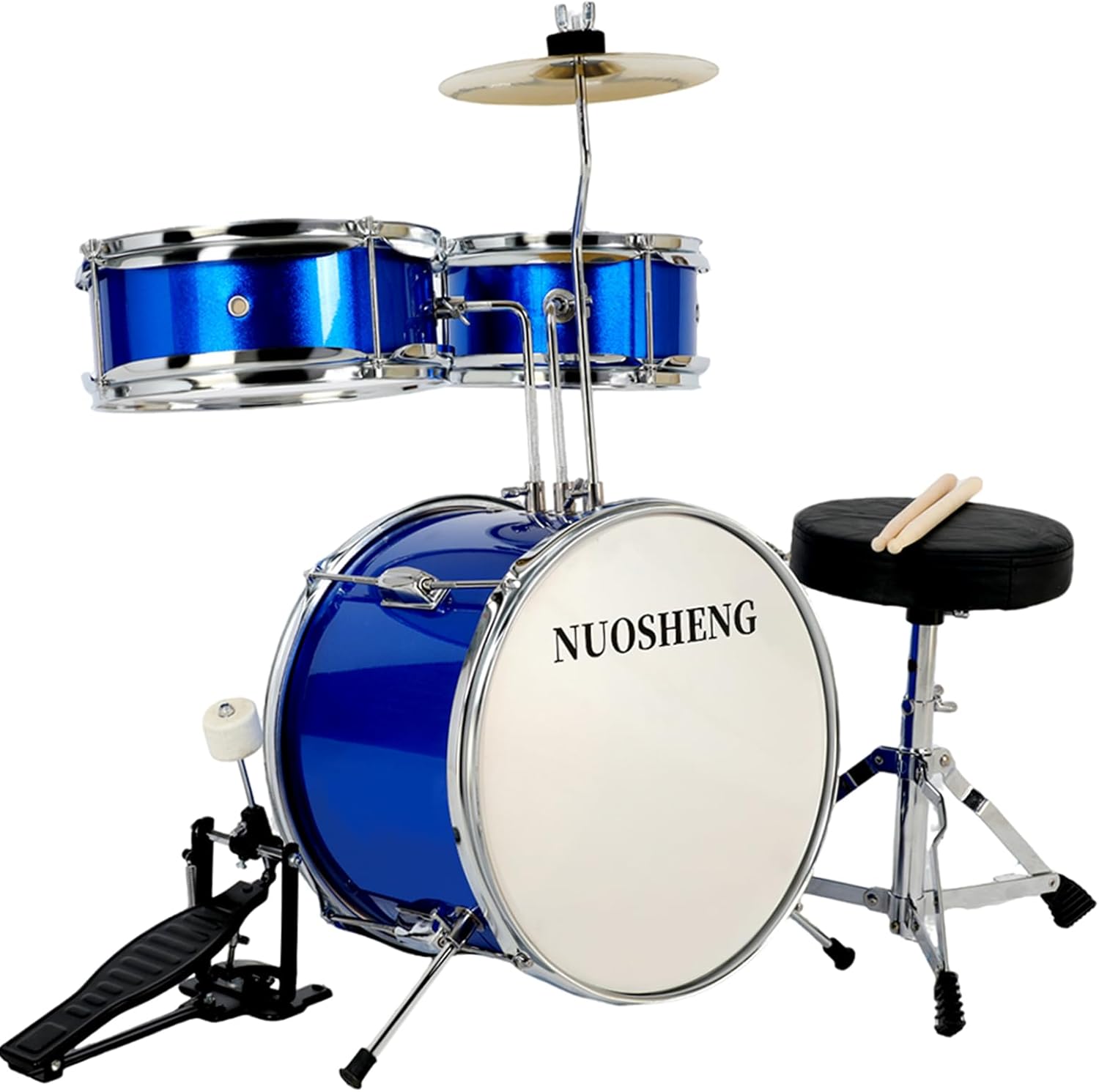 Kids Drum Set 3-Piece for Beginners, 13 Inch Complete Junior Drum Kit with Bass Tom Snare...