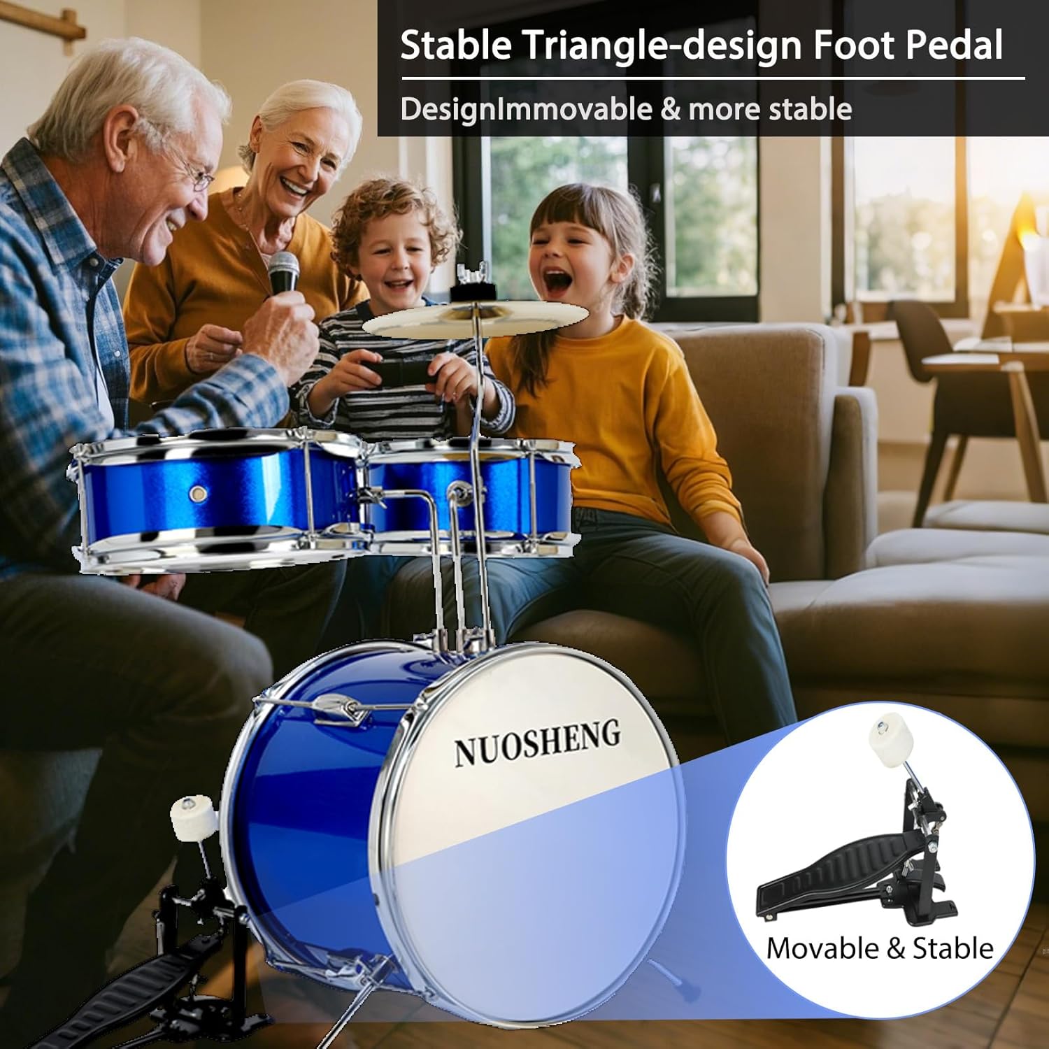 Kids Drum Set 3-Piece for Beginners, 13 Inch Complete Junior Drum Kit with Bass Tom Snare... image