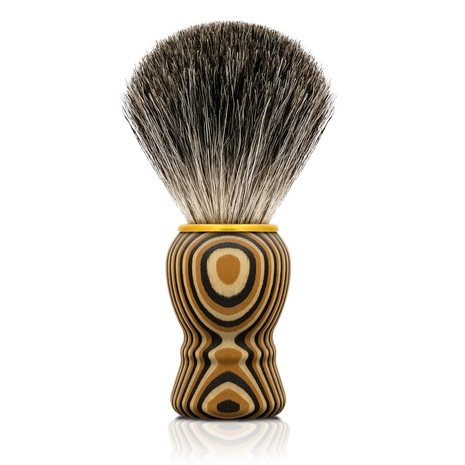 KIKC Hand Crafted Pure Badger Shaving Brush for Wet Shave, Soft Bristle, Art Annual Ring...
