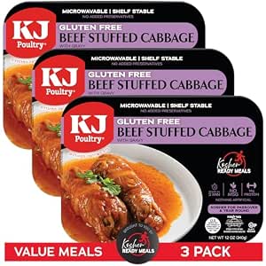 KJ Poultry Kosher for Passover Gluten Free Meals, Beef Stuffed Cabbage Rolls in Gravy (3...