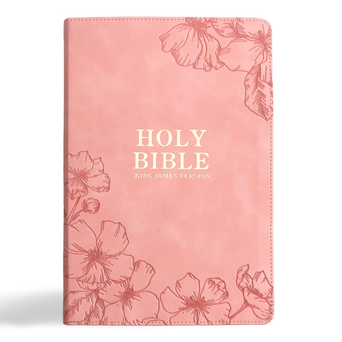 KJV Holy Bible, Giant Print with Cross-References, Soft Pink LeatherTouch with Floral Cover...