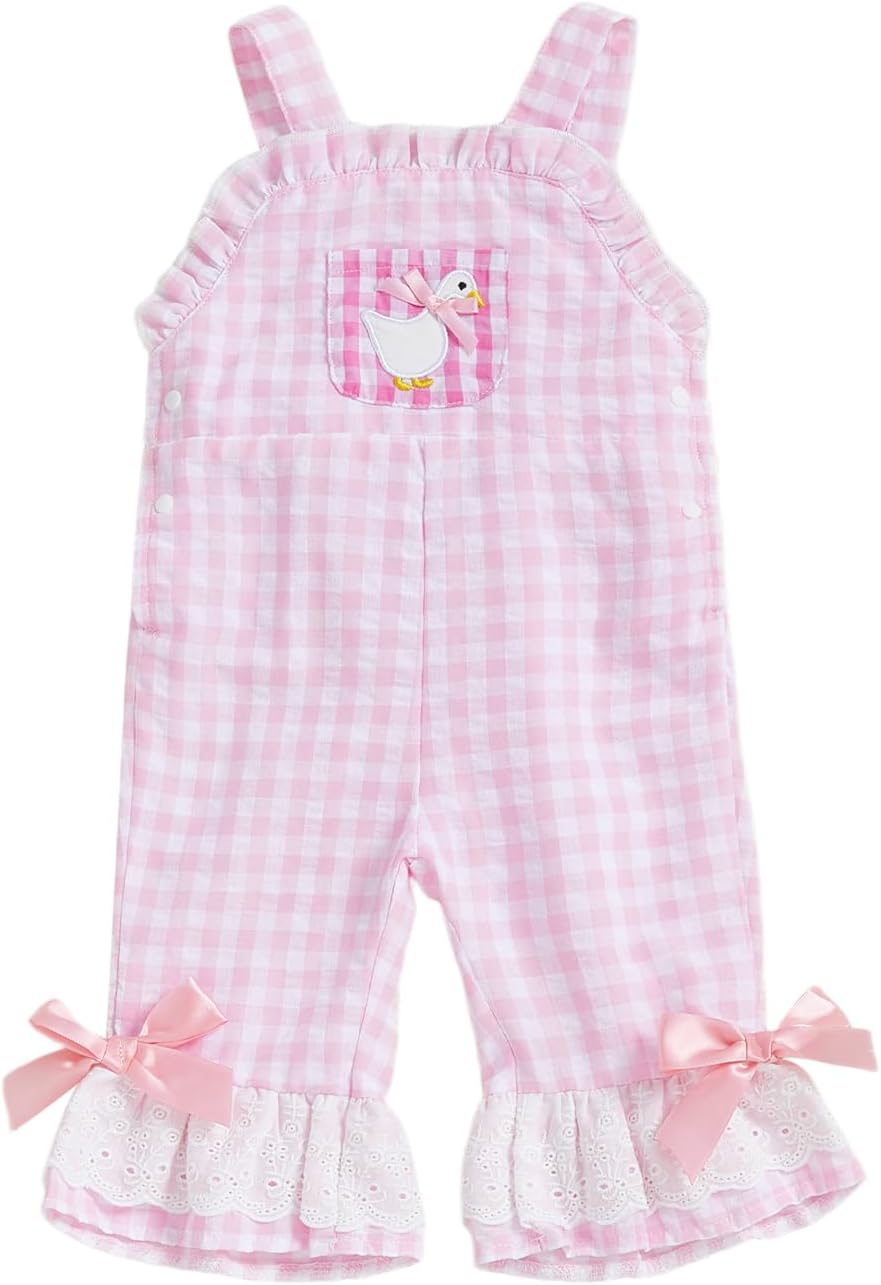 KMBANGI Toddler Baby Girl Silly Goose Overalls Romper Sleeveless Goose Bell Bottoms Jumpsuit...