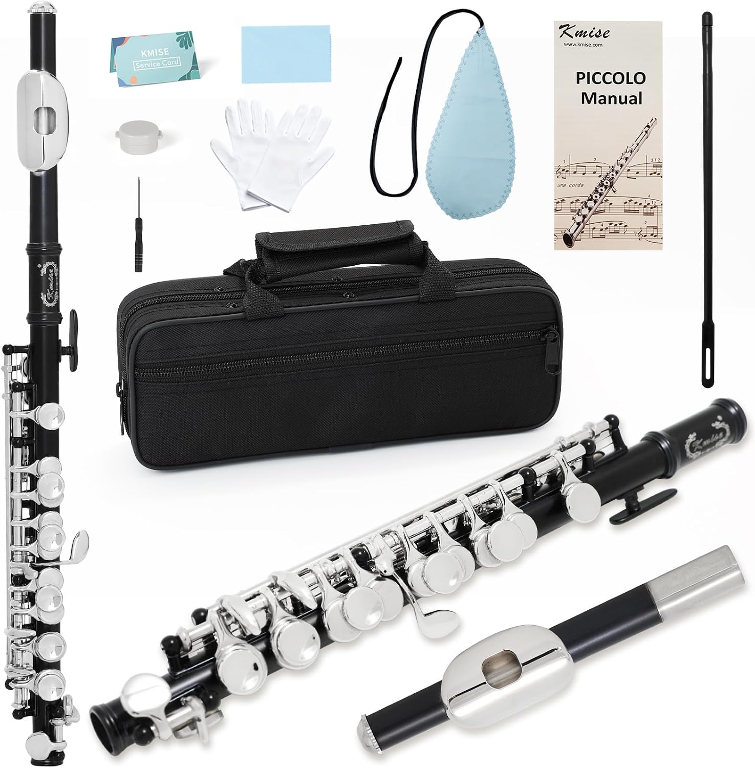 Kmise Closed Hole C Piccolo, Professional Nickel Silver Body with Bronze Finish, Includes...