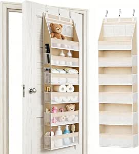 KMSCO Over The Door Organizer, 6 Large Pockets + 13 Mesh Side Pockets, Hanging Storage... image