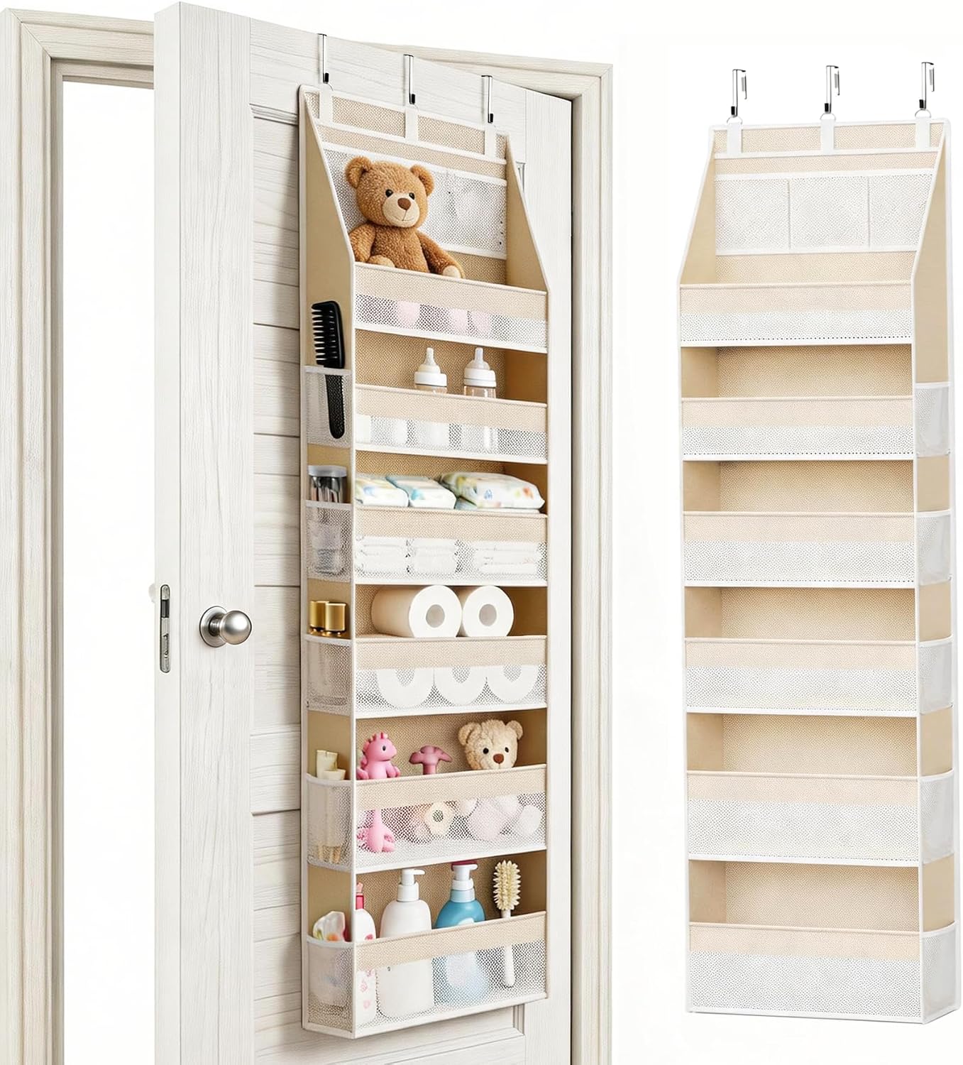 KMSCO Over The Door Organizer, 6 Large Pockets + 13 Mesh Side Pockets, Hanging Storage...