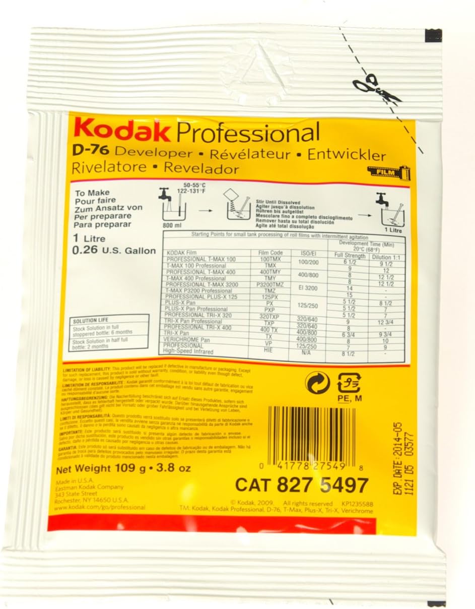 Kodak D-76 Black & White Film Developer Powder to Make 1 Liter.