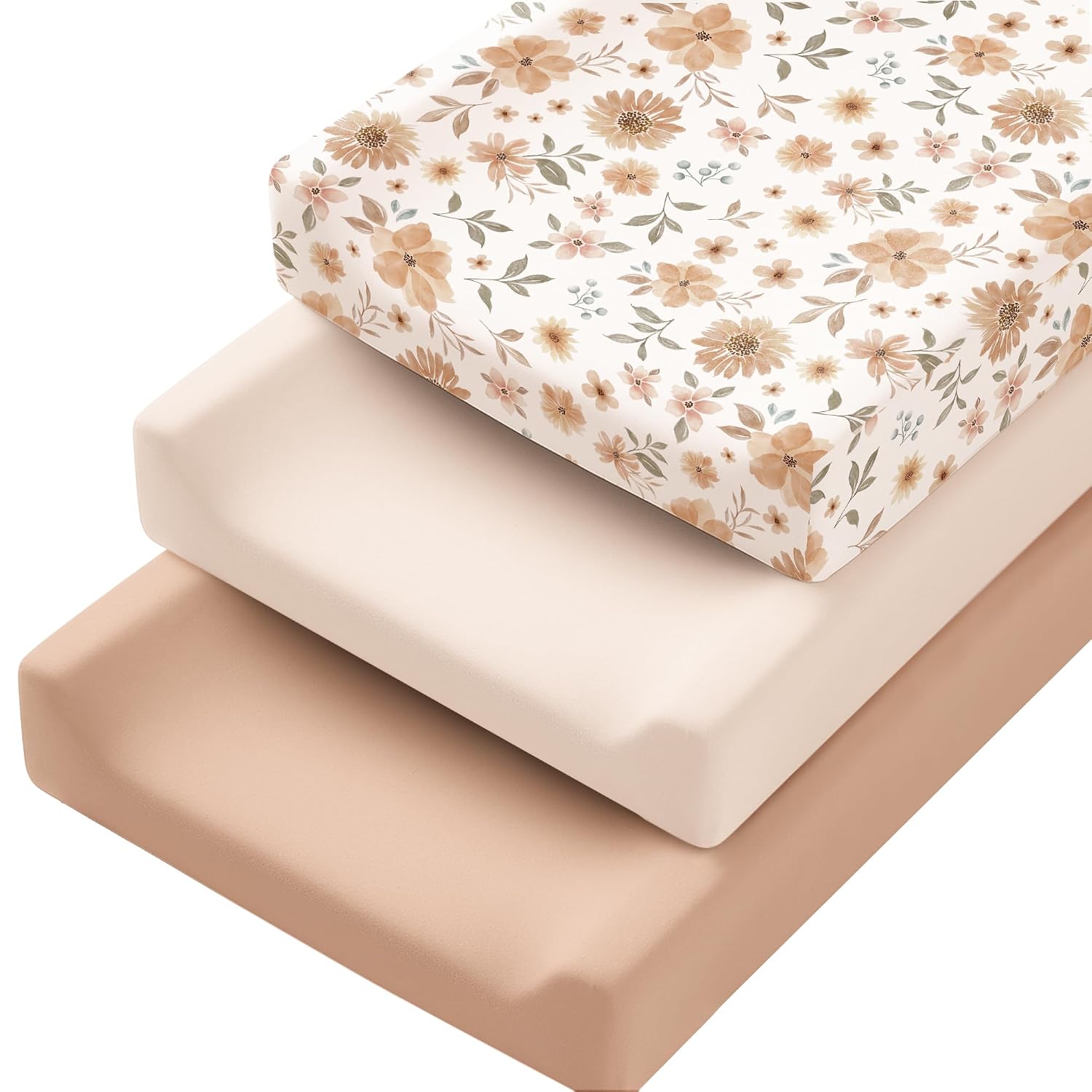 Konssy 3 Pack Stretchy Changing Pad Covers for Girl, Boy, Silky Soft Changing Table Cover...