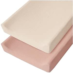 Konssy Muslin Changing Pad Cover for Baby Girls Boys, 100% Cotton Fitted Diaper Chang Table... image