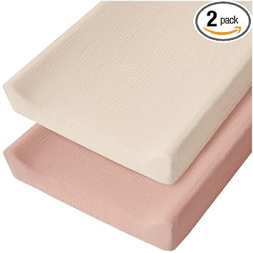 Konssy Muslin Changing Pad Cover for Baby Girls Boys, 100% Cotton Fitted Diaper Chang Table... image