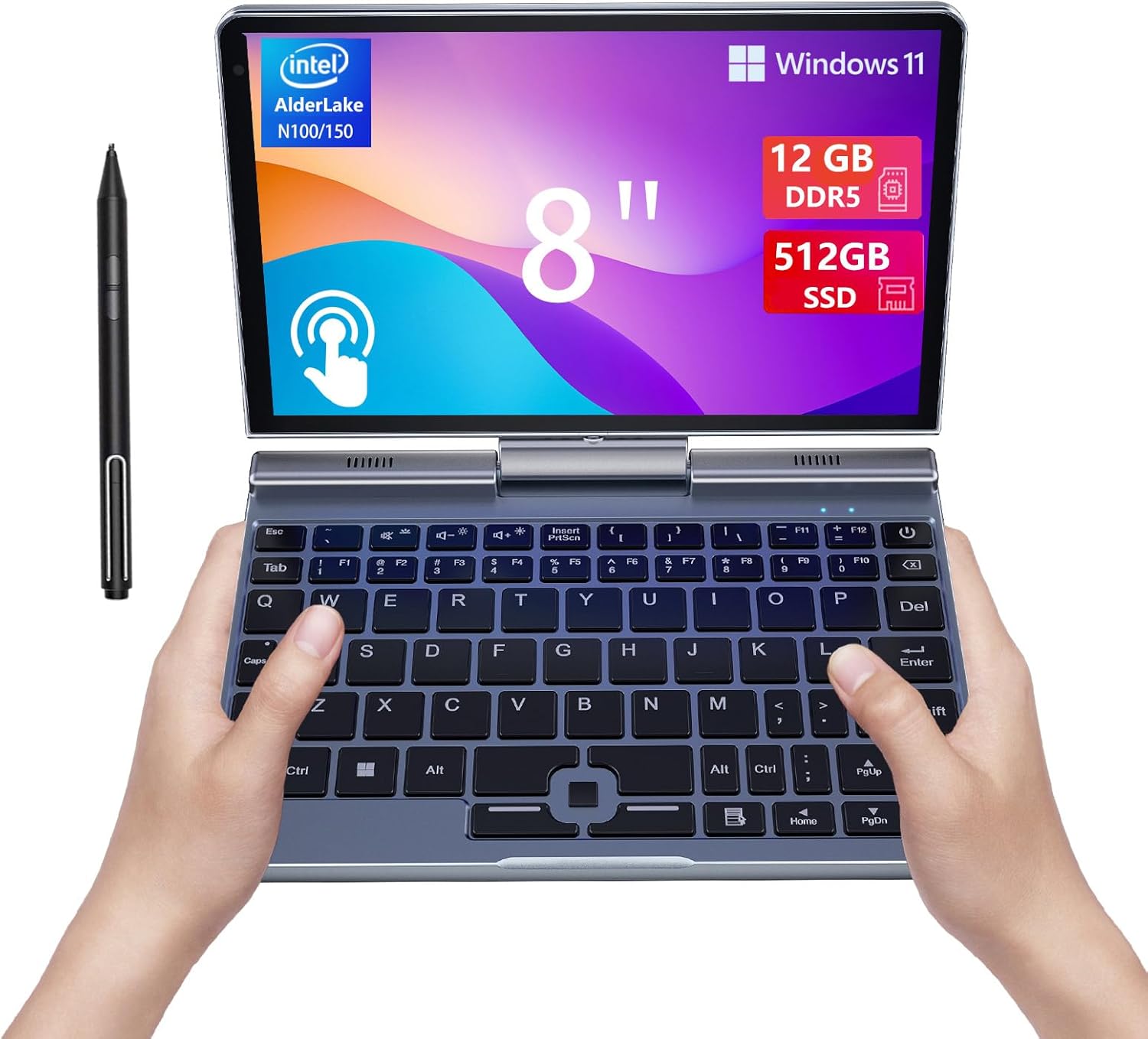 KOOFORWAY 8" Mini Laptop 2-in-1 HD Touchscreen Portable, Win 11 Pro Portable Pocket PC, N150...