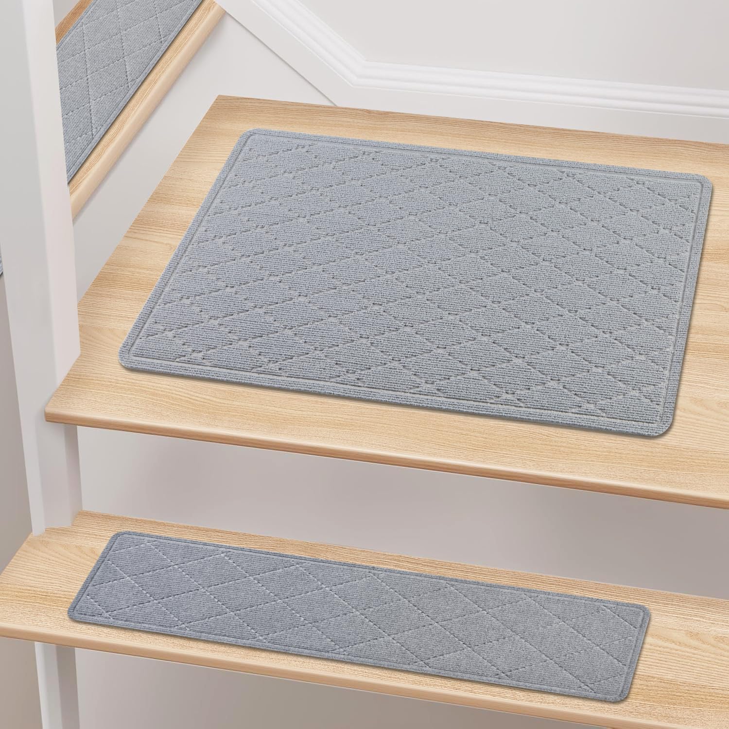 KOOTETA Stair Treads with Landing Rug for Wooden Steps Indoor, Peel and Stick Stair Treads...