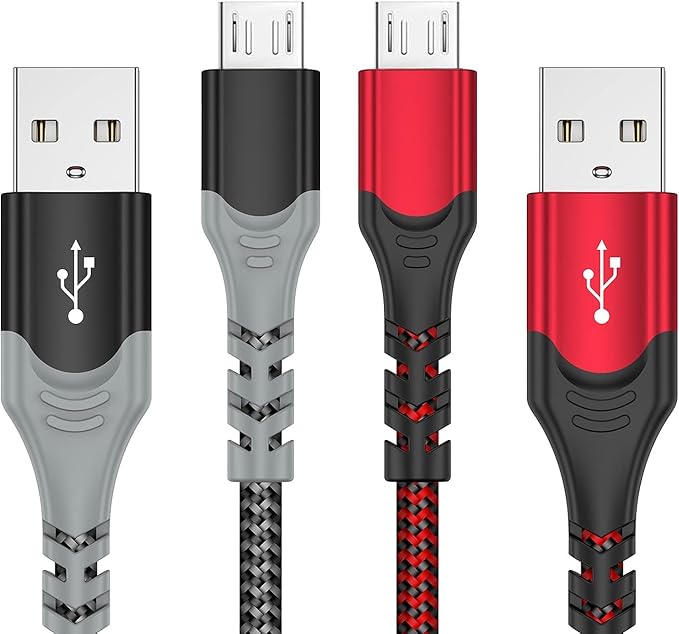 KOOWOD PS4 Controller Charger Charging Cable – 2 Pack 10FT Nylon Braided Micro USB 2.0...