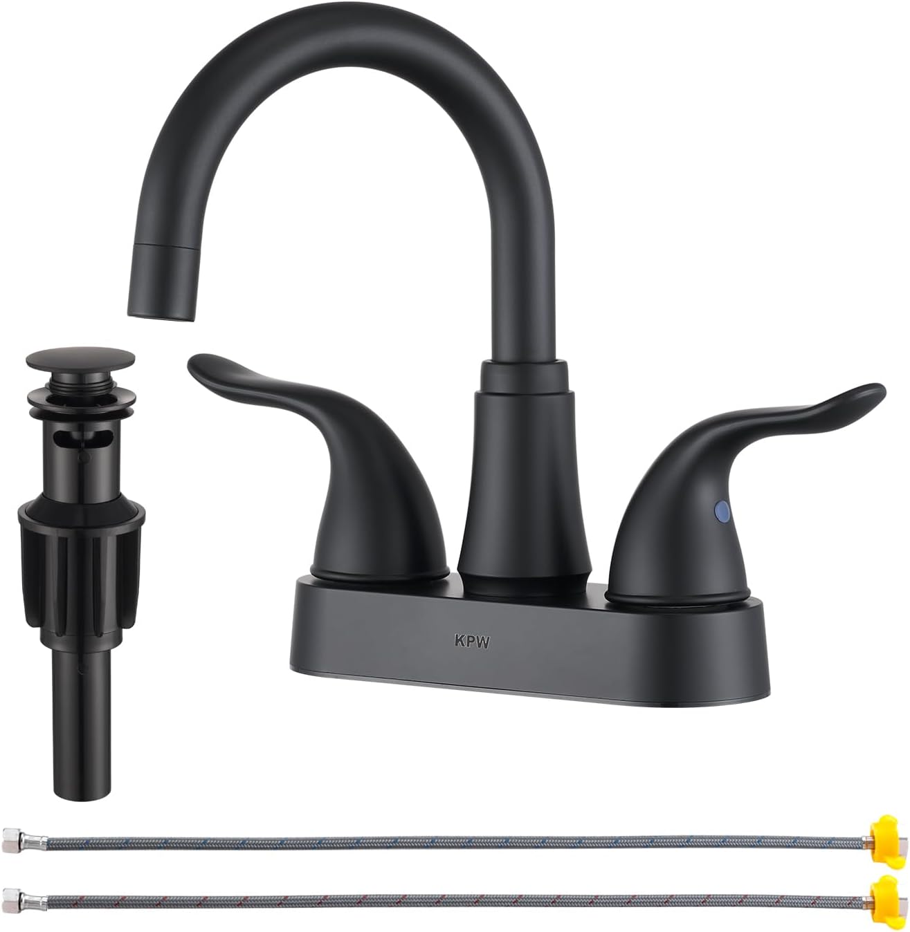 KPW Bathroom Sink Faucet 2 or 3 Hole Matte Black Centerset 4 Inch Bathroom Sink Faucet 2...