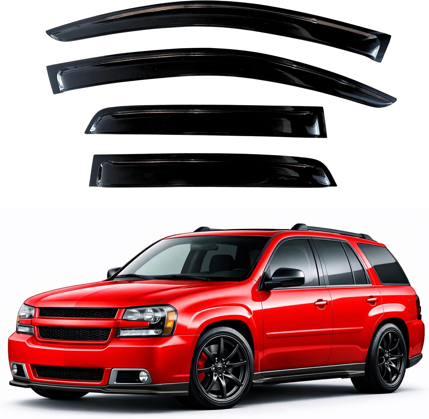 KPY Rain Guards Fit for 2002-2009 Chevrolet Trailblazer, Out-Channel Window Visors Vent Wind...