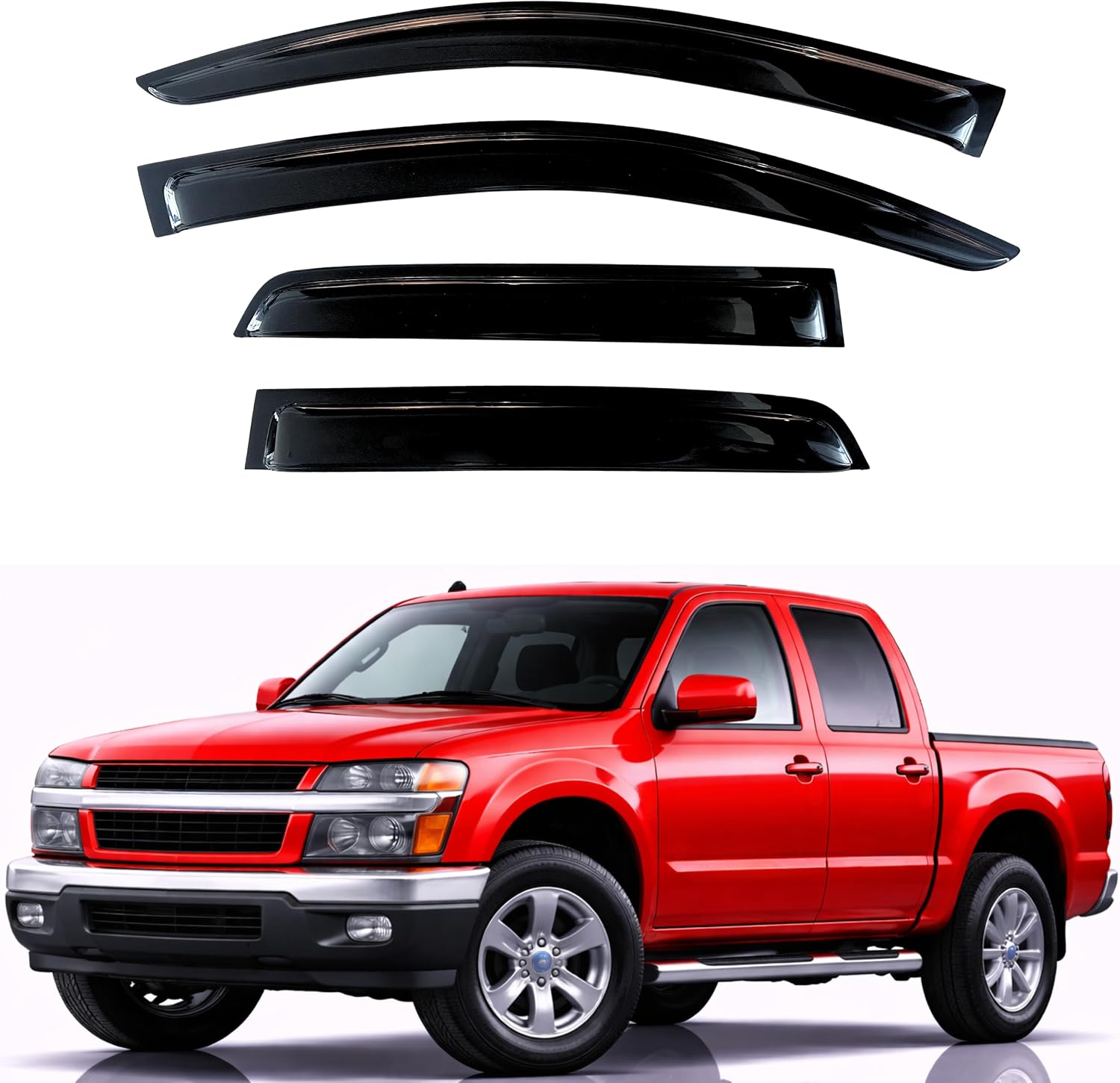 KPY Rain Guards Fit for 2004-2012 Chevrolet/Chevy Colorado & GMC Canyon Crew Cab...