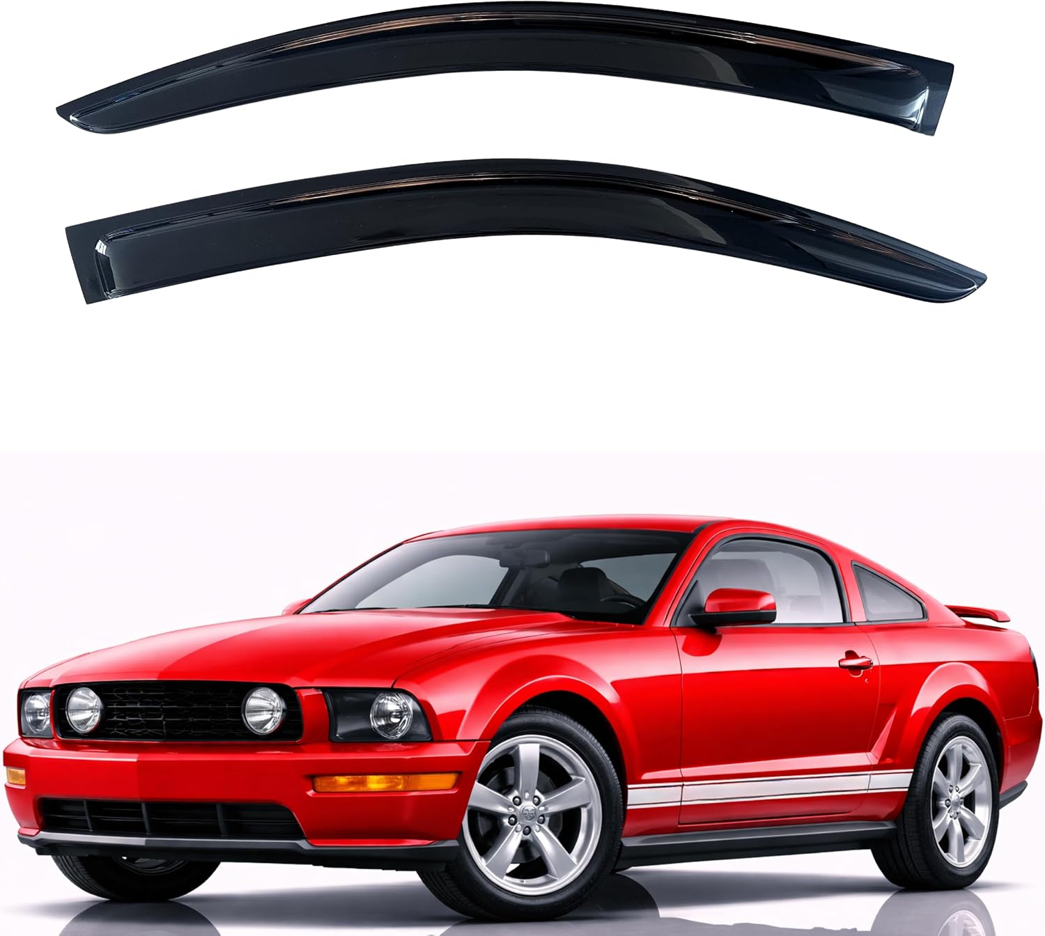 KPY Rain Guards Fit for 2005-2009 Ford Mustang, Out-Channel Window Visors Vent Wind...