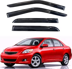 KPY Rain Guards Fit for 2007-2013 Toyota Yaris Sedan, Out-Channel Window Visors Vent Wind... image