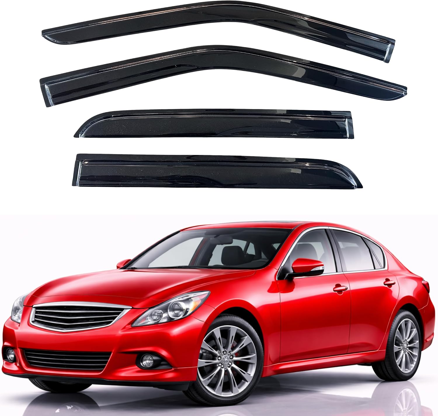 KPY Rain Guards Fit for 2007-2015 Infiniti G35 G37 G25 Q40, Out-Channel Window Visors Vent...