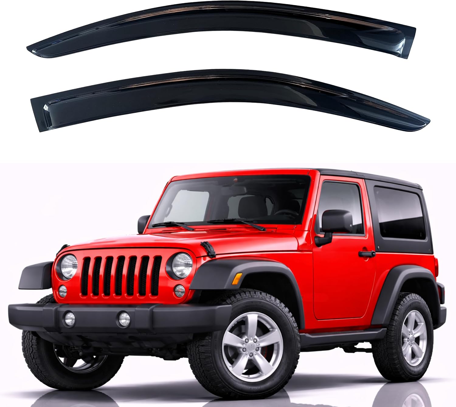 KPY Rain Guards Fit for 2007-2018 Jeep Wrangler JK (2-Door), Out-Channel Window Visors Vent...
