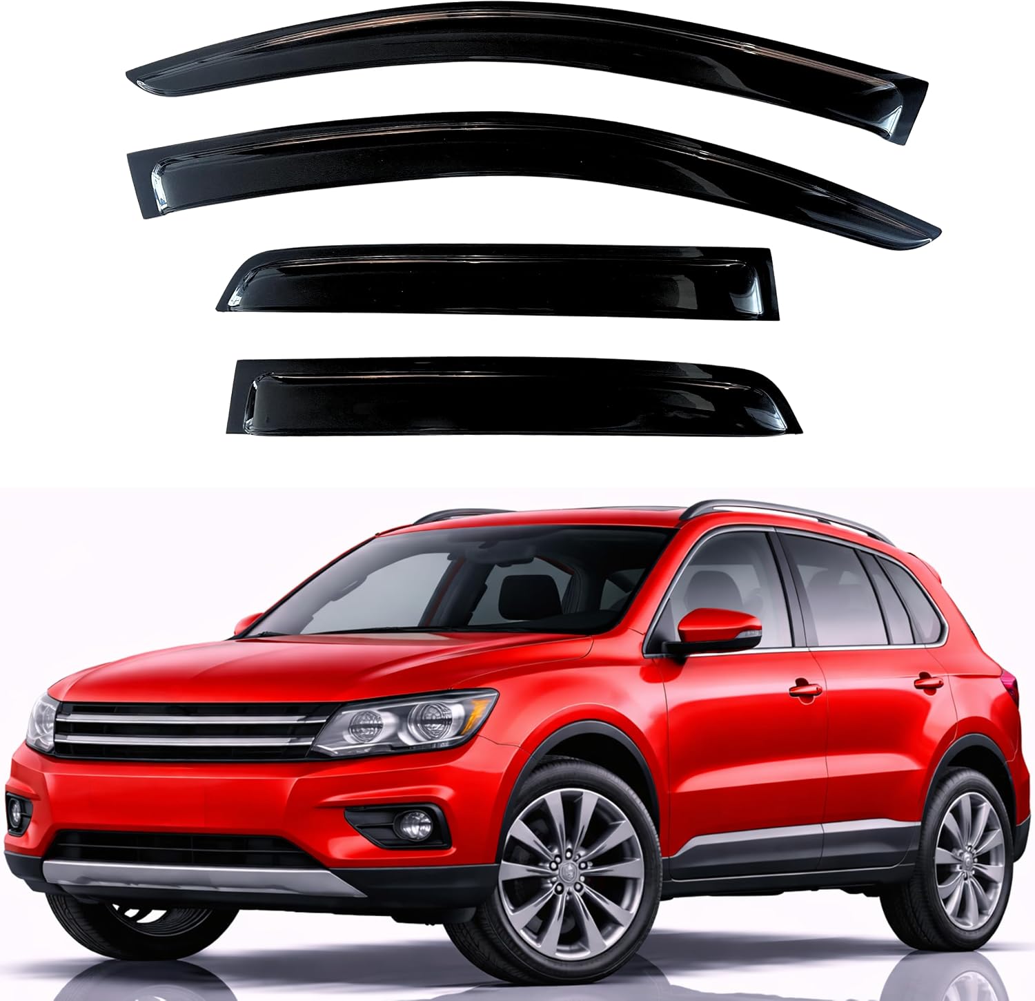 KPY Rain Guards Fit for 2009-2017 Volkswagen Tiguan, Out-Channel Window Visors Vent Wind...