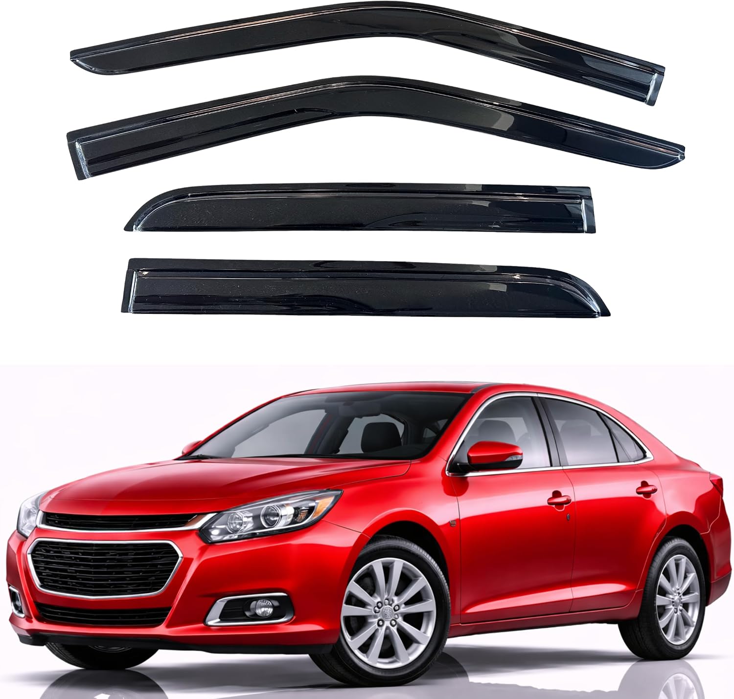 KPY Rain Guards Fit for 2013-2015 Chevrolet/Chevy Malibu, Out-Channel Window Visors Vent...