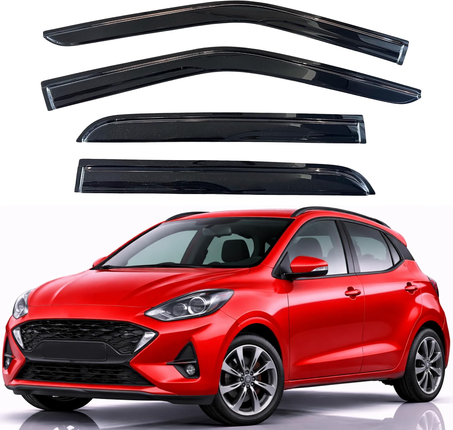 KPY Rain Guards Fit for 2013-2022 Hyundai Grand i10, Out-Channel Window Visors Vent Wind...