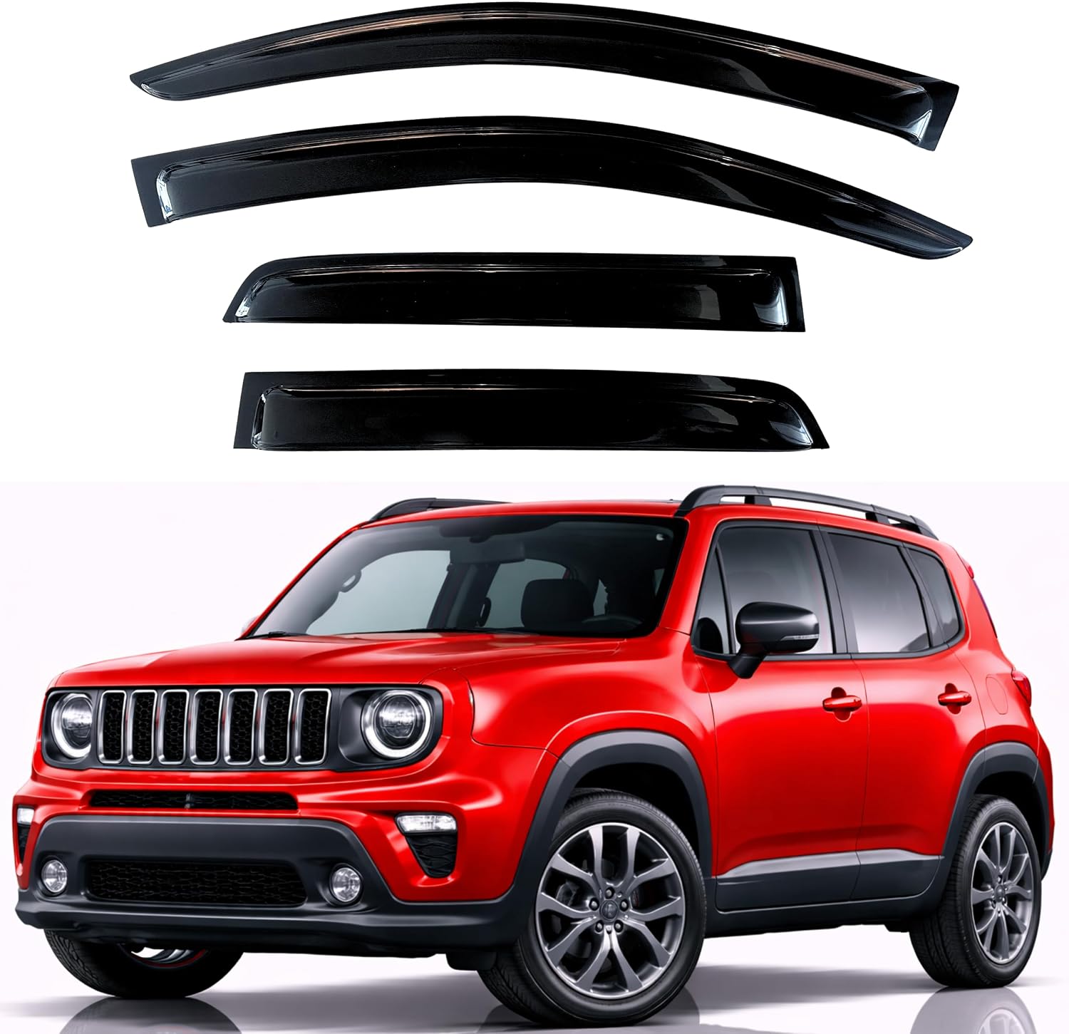 KPY Rain Guards Fit for 2015-2024 Jeep Renegade, Out-Channel Window Visors Vent Wind...