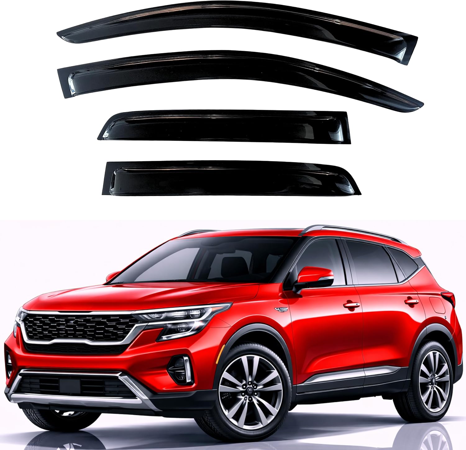 KPY Rain Guards Fit for 2021-2026 Kia Seltos, Out-Channel Window Visors Vent Wind Deflectors...