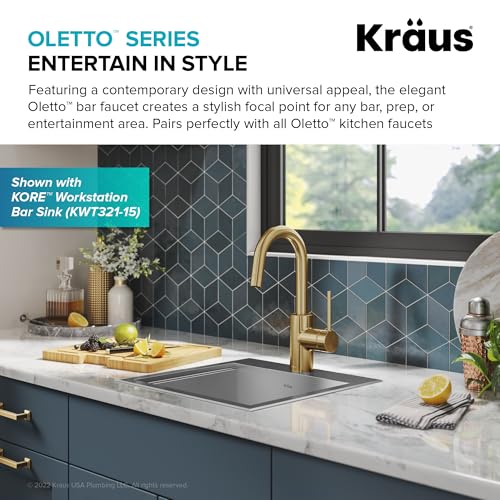 KRAUS Oletto Single Handle Kitchen Bar Faucet with QuickDock Top Mount Assembly in Brushed... image