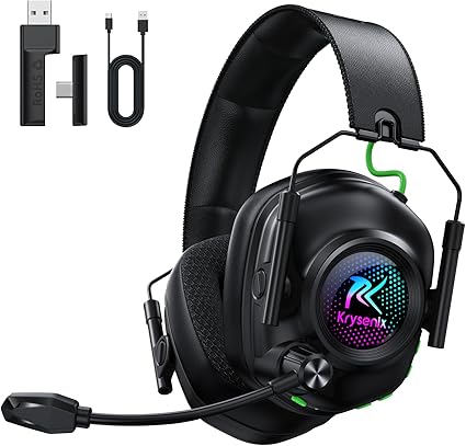Krysenix 2.4 GHz Wireless Gaming Headset for PC, PS5, PS4, Switch, Mac, Bluetooth 5.4 Gaming...