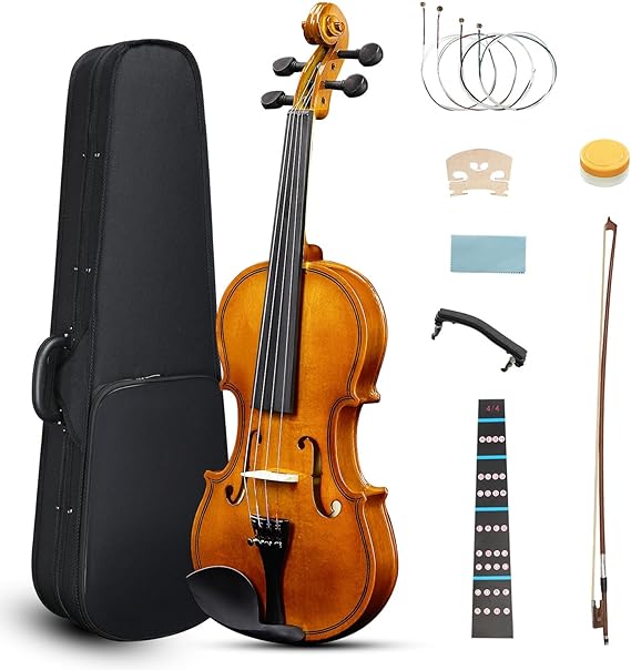 Ktaxon Full Size Violin, 3/4 Acoustic Violin with Portable Case, Finger Guide Sticker...
