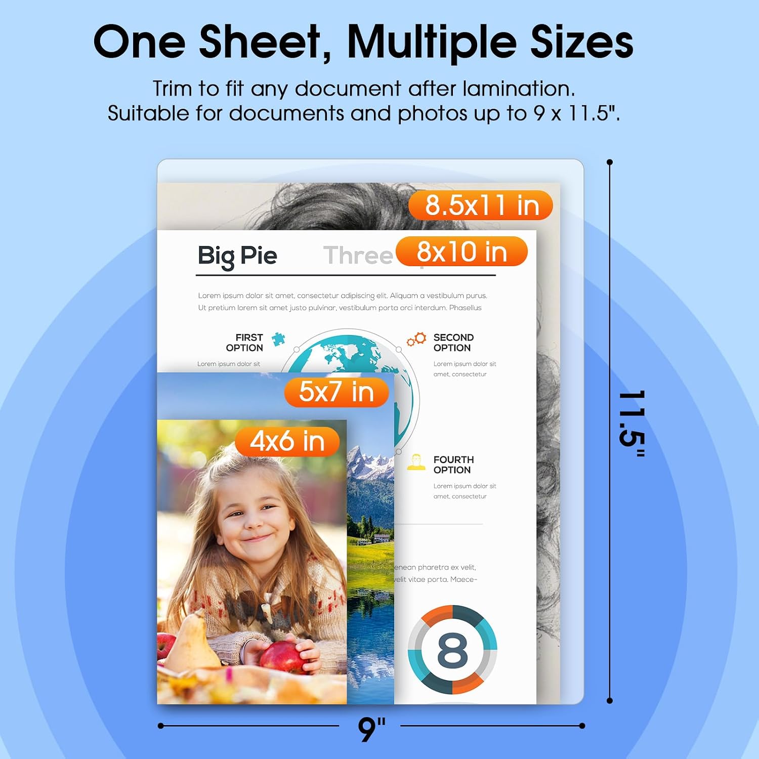 KTRIO 200 Pack Laminating Sheets 3 Mil, Hold 8.5 x 11 inch Documents, Menus | Actual 9 x... image