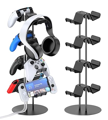 Kytok Controller Stand 4 Tiers with Cable Organizer for Desk, Universal Headphone Stand...