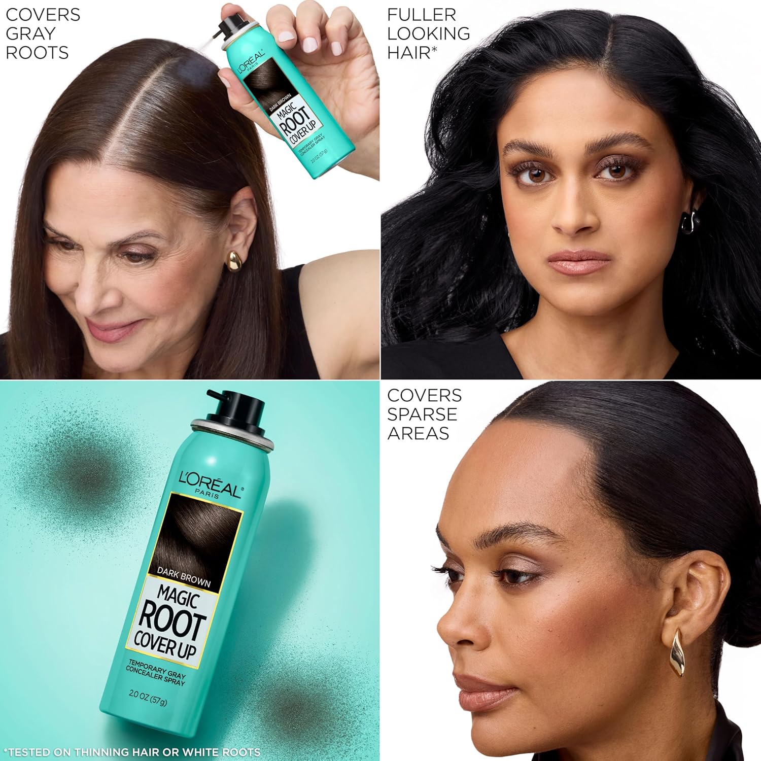 L'Oreal Paris Magic Root Cover Up Gray Hair Spray, 100% Gray Hair Coverage with Buildable... image