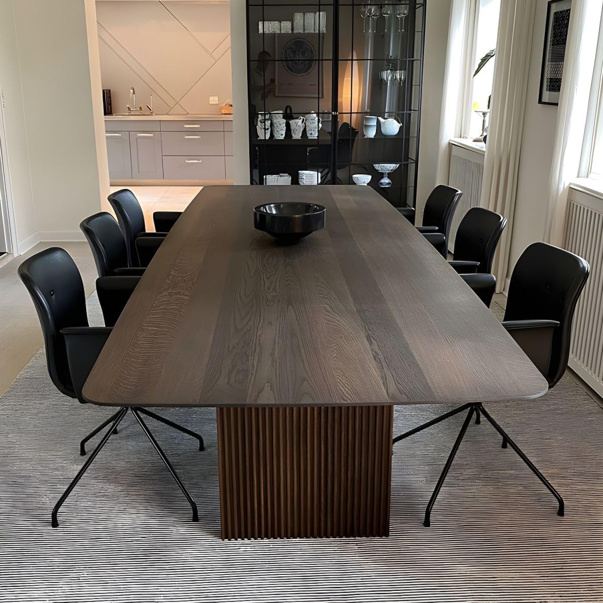 LAKIQ Wooden Conference Table Rectangle Solid Wood Dining Table Office Writing Desk...