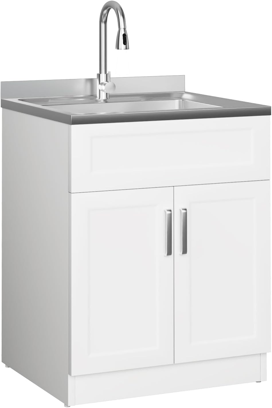 Laundry Sink with Cabinet, Full Body Durable Stainless Steel, 25-Inch Wider Stainless Steel...