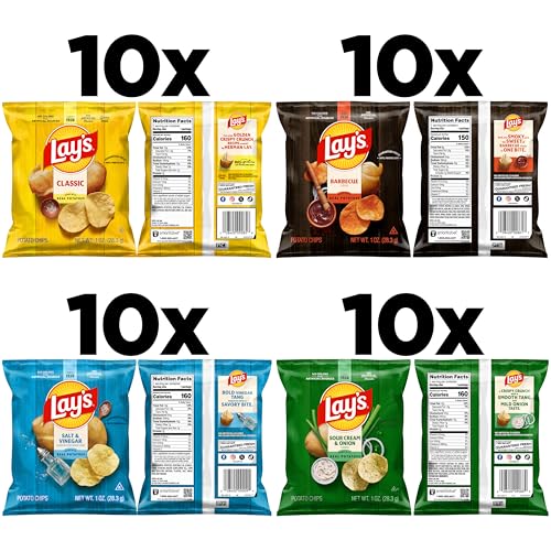 Lay's Potato Chips, 4 Flavor Variety Pack, 1 oz Single Serve Bags, (40 Pack) image