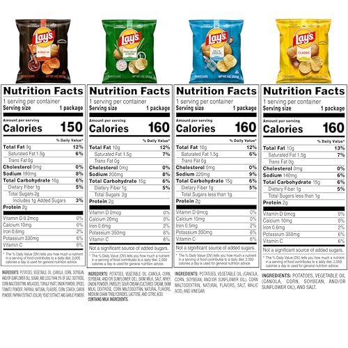 Lay's Potato Chips, 4 Flavor Variety Pack, 1 oz Single Serve Bags, (40 Pack) image