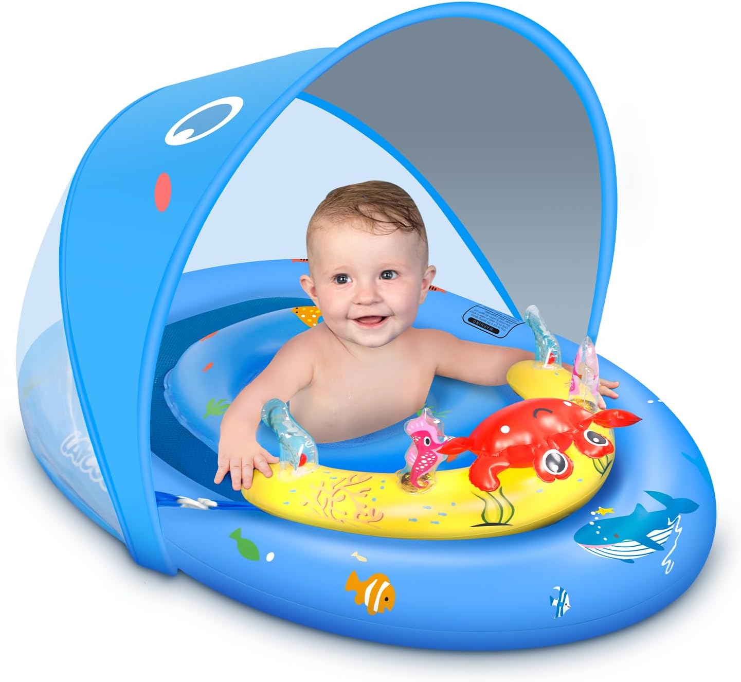 LAYCOL Baby Pool Float with Canopy UPF50+, 120°Adjustable Sun Protection and Anti-Tip...