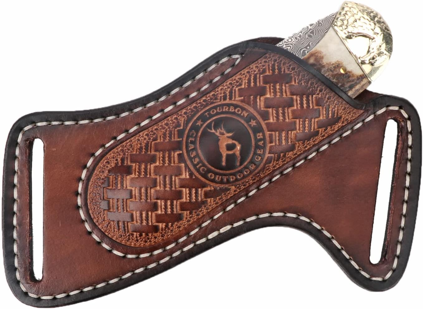 Leather Knife Sheath for Belt, 3mm Thick EDC Pocket Knife Holster Fits Buck 110, Compact...