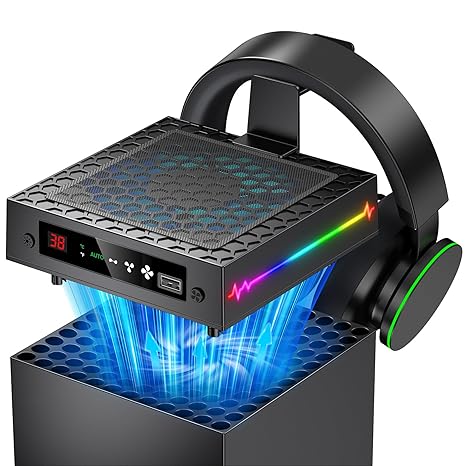 [LED Display] Auto Cooling Fan for Xbox Series X with 9 RGB Light, Cooling System Adjustable...