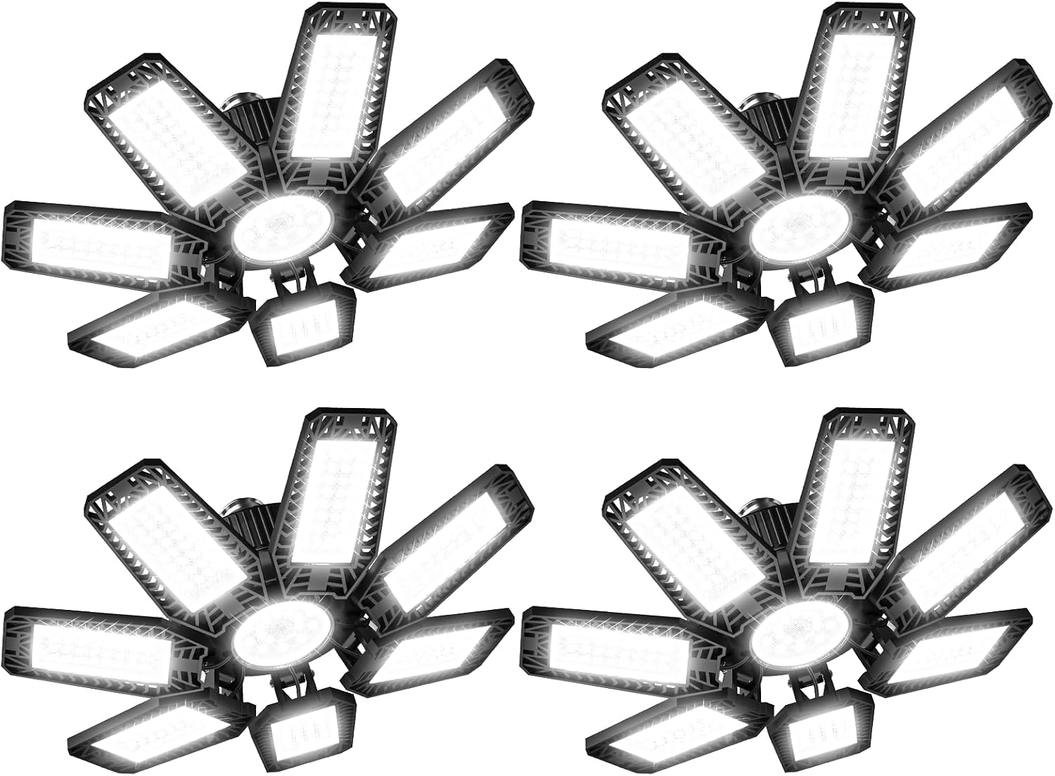 LED Garage Light 4 Pack - 200w 20000LM 6500K Garage Lights Ceiling LED with 7+1 Adjustable...