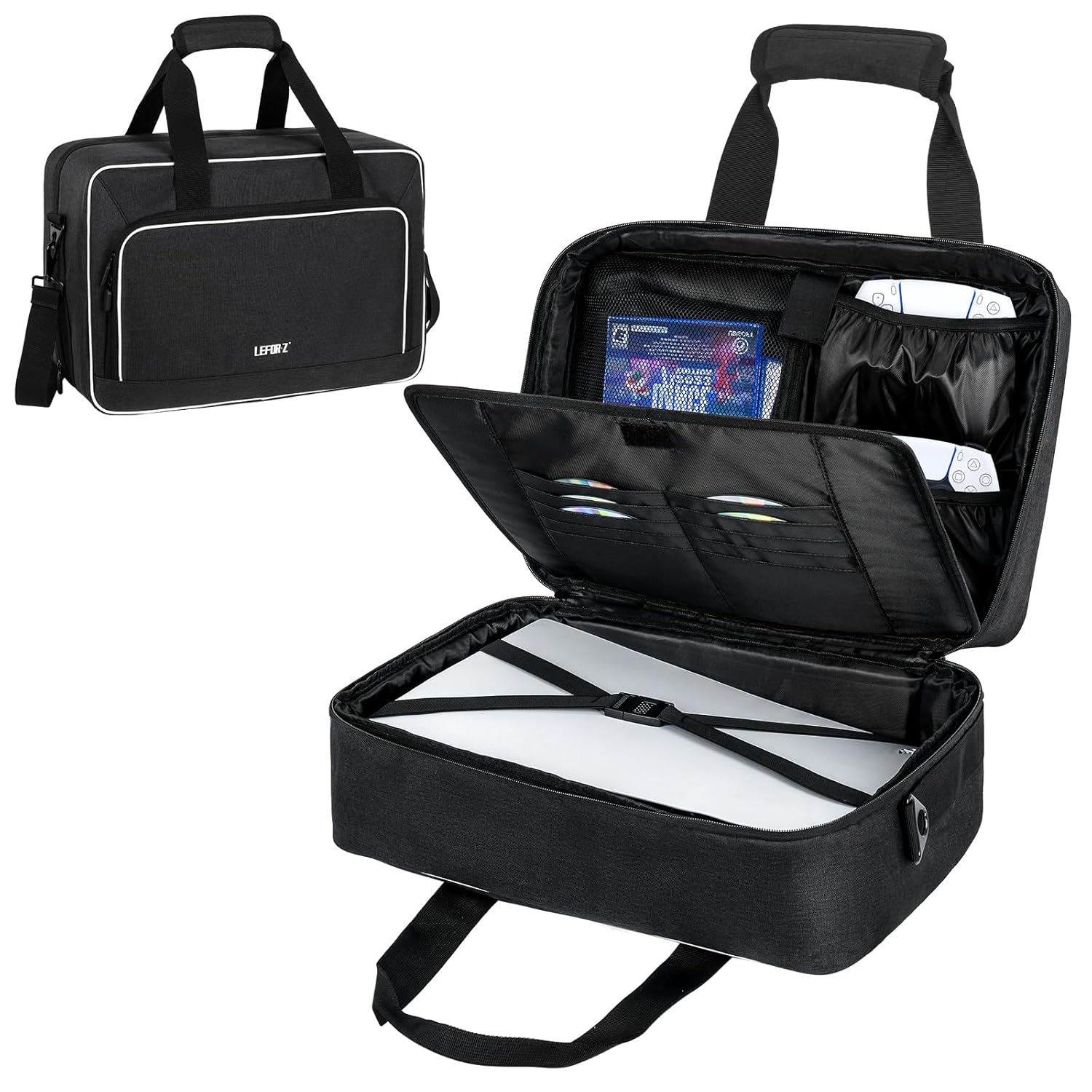 LEFOR·Z Carrying Case Compatible with PS5/PS5 Pro/PS4,17 Pockets Travel Storage Bag with... image