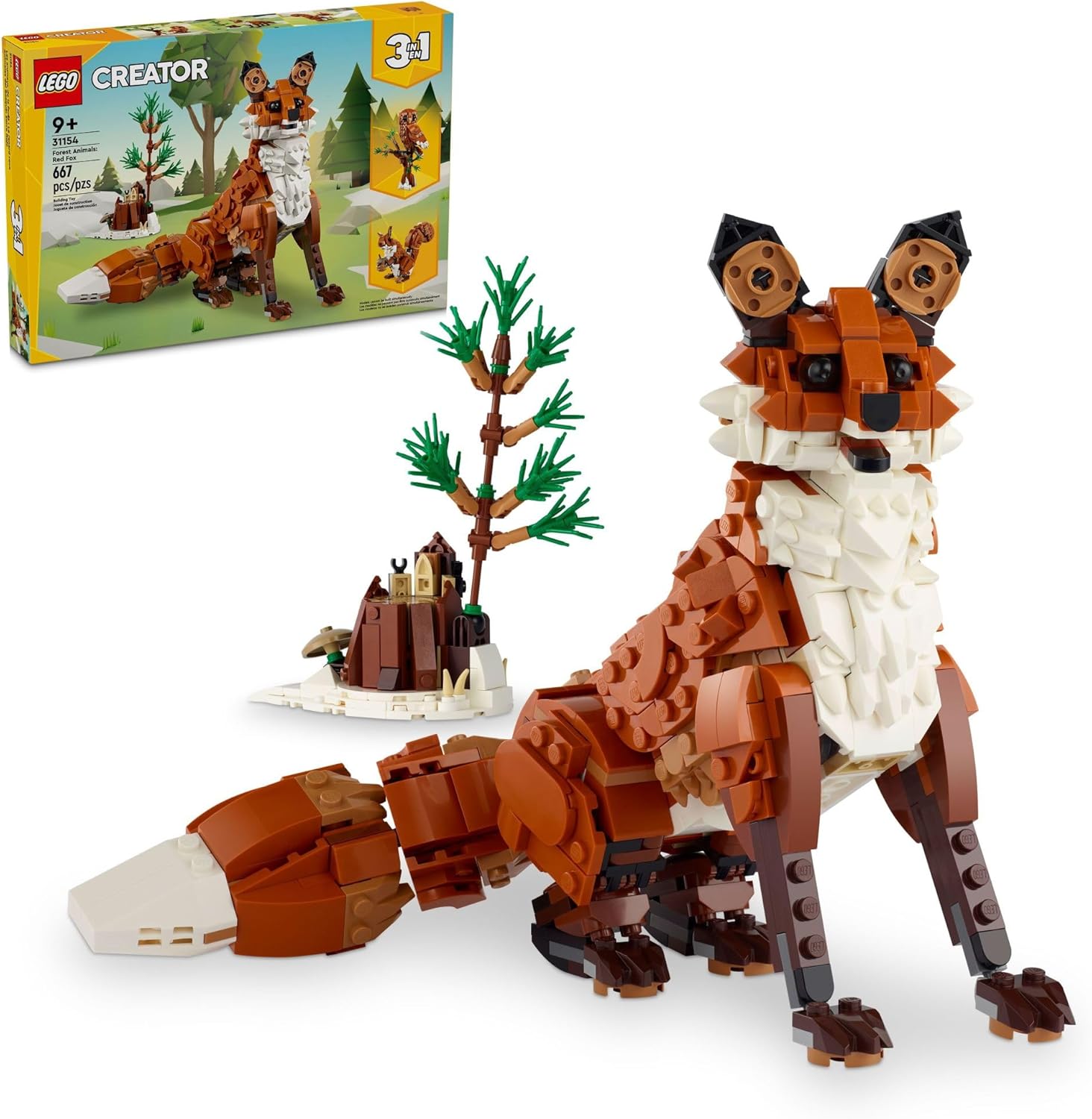 LEGO Creator 3 in 1 Forest Animals Red Fox Toys - Building Toys for Kids, Boys & Girls, Ages...